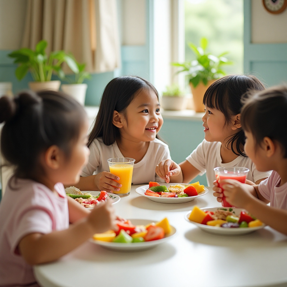 Small Size Class Children eating together